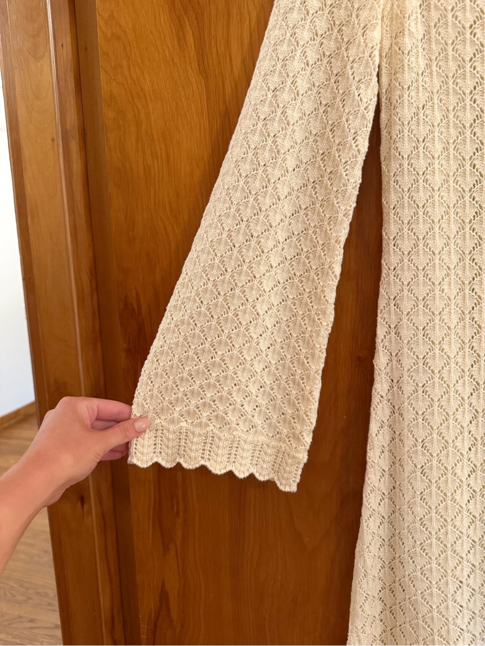 NWOT Hyacinth House Cream Pointelle Knit Colby Midi Dress - Picture 6 of 10